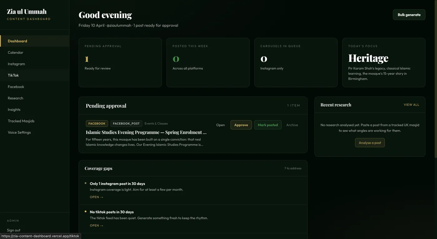 Zia Ul Ummah automated data entry dashboard screenshot